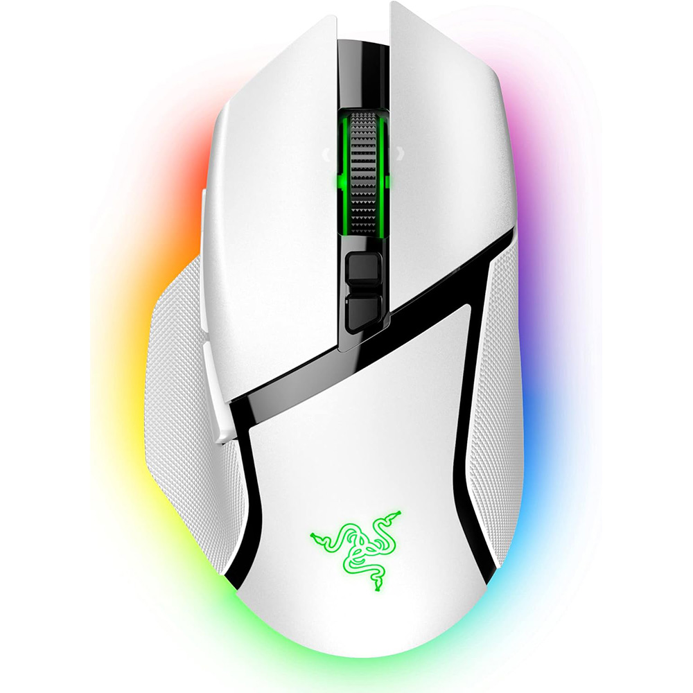 Razer Basilisk V3 Pro White wireless ergonomic gaming mouse top view