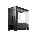 ACEGEEK PHOTON Black Panoramic PC Case Front Angle View