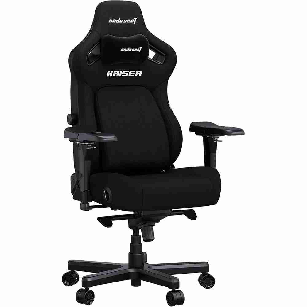 Direct front studio view of the premium black Anda Seat Kaiser 4 XL ergonomic gaming chair featuring magnetic headrest and 5D armrests.
