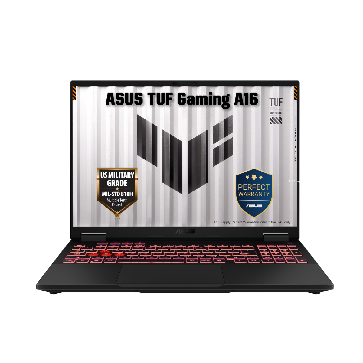 asus-tuf-gaming-a16-fa608pp-qt079w-front-view. ASUS TUF Gaming A16 FA608PP-QT079W RTX 5070 gaming laptop front view
