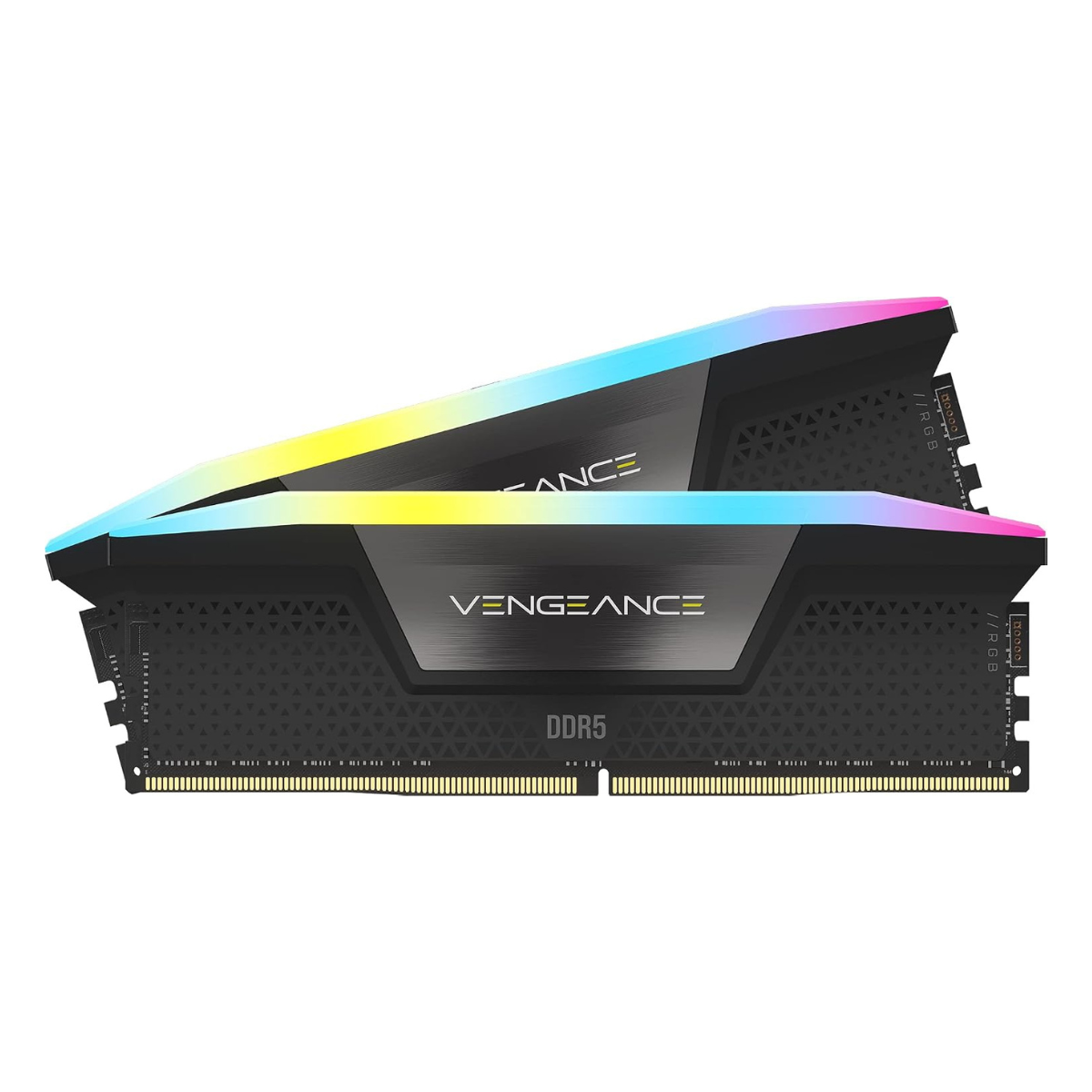 corsair-vengeance-rgb-48gb-ddr5-black-side-view. CORSAIR VENGEANCE RGB 48GB DDR5 5600MT/s CL40 RAM Kit – 2x24GB Black | CMH48GX5M2B5600C40 - Image 1