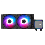 MSI MAG CORELIQUID A13 240 240mm liquid cooler front view with two 120mm ARGB fans