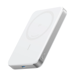 White Anker MagGo magnetic power bank isolated with USB-C port visible