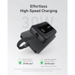 Black Anker Zolo power bank with built-in cable and fast charging