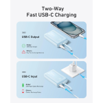 Anker Zolo power bank showing USB-C output and input charging functions