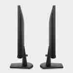 Dual side profile studio view of the thin Dell 23.8-inch monitor showing slim screen depth and tilt angle configuration.