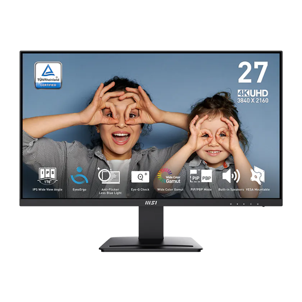 MSI PRO MP273U 27-inch 4K UHD IPS monitor front view with 3840x2160 resolution