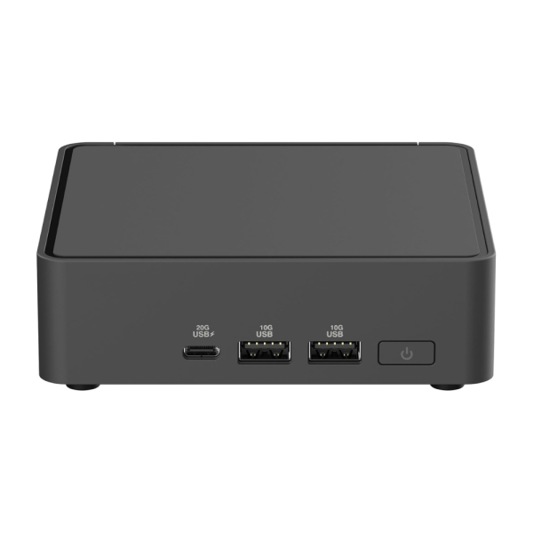Angled view of the black ASUS NUC 15 Pro Slim mini PC chassis