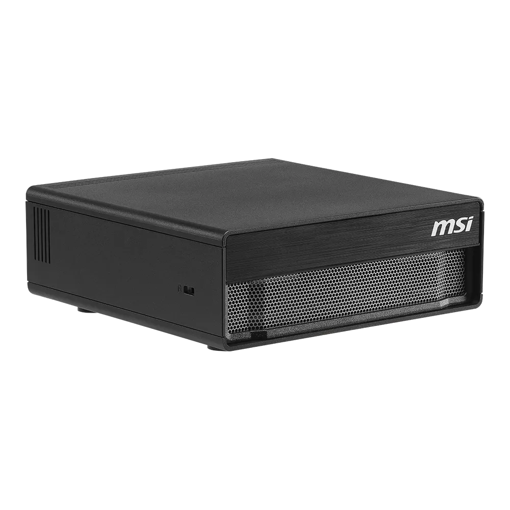 Rear view of the black MSI EdgeXpert MS-C931 AI supercomputer showing its connection ports.